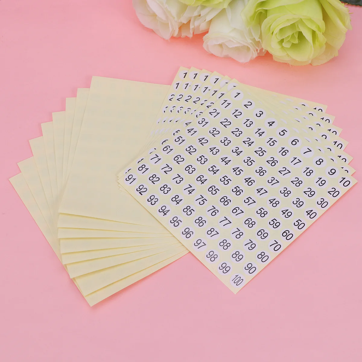 

20 Sheets Number Sticker Round Self-adhesive Label Paper Number DIY Stickers