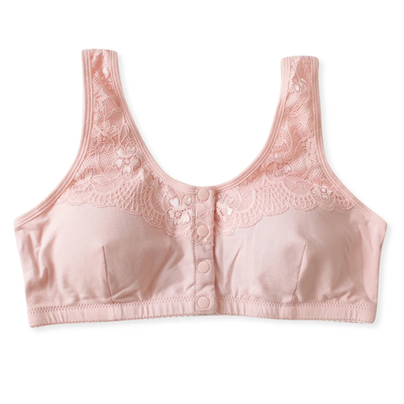 

Fashion Female Cotton Front Buckle Lingerie Bra Women's Plus Size Lace Solid Color Wireless Bra C Cup