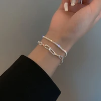 new fashion silver color bracelet for women elegant exquisite simple double layer splicing bracelet fine jewelry accessories