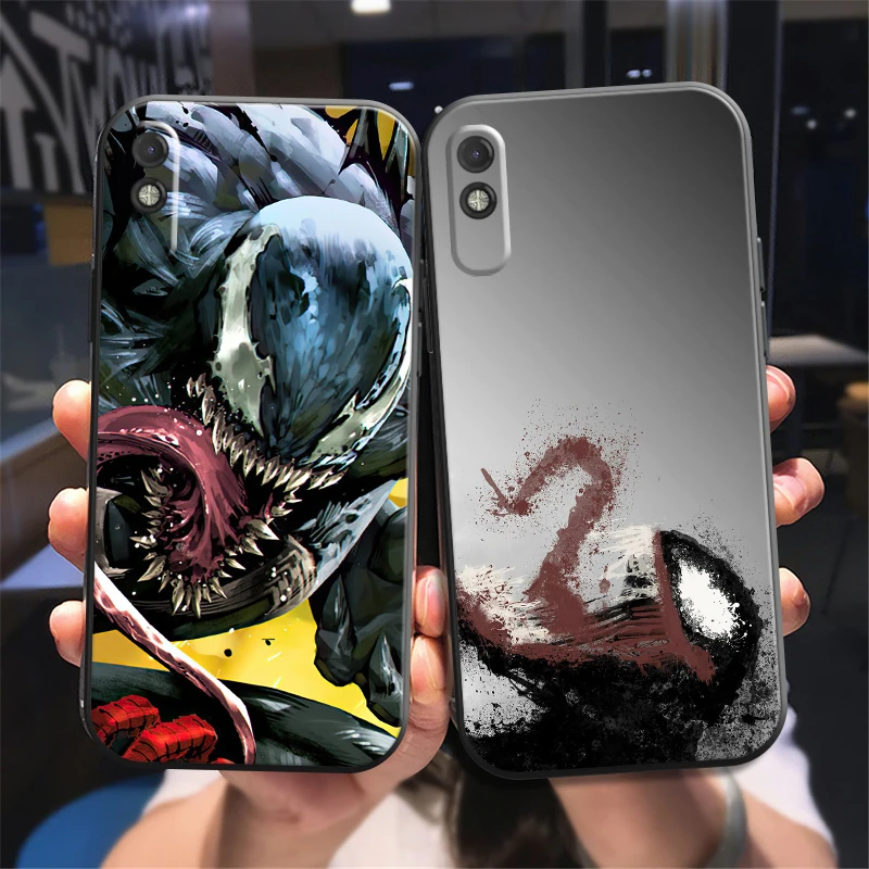 

Marvel Venom Phone Case For Xiaomi Redmi 7 7A 8 8A 9 9i 9AT 9T 9A 9C Note 7 8 2021 8T 8 Pro Back Carcasa Black Liquid Silicon