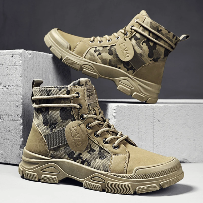 

Camouflage Boots for MenWinter Platform Desert Military Boots Autumn Outdoor High-top Shoes Men Ankle Boots Buty Robocze Meskie
