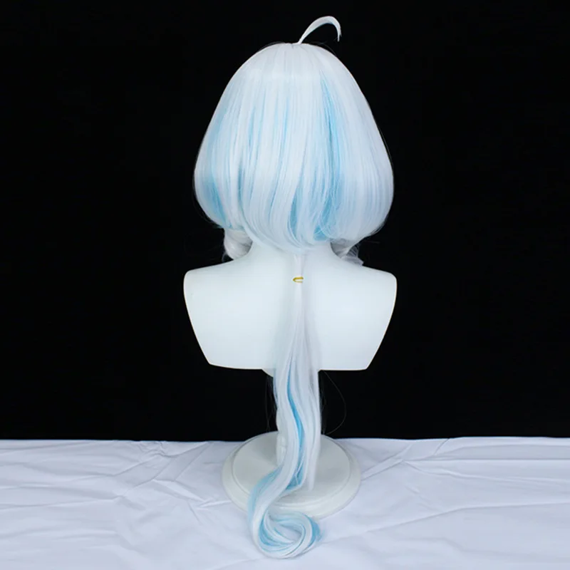 Focalors Genshin косплей парик Cruly Серебряный Белый Синий Косплей парики термостойкие