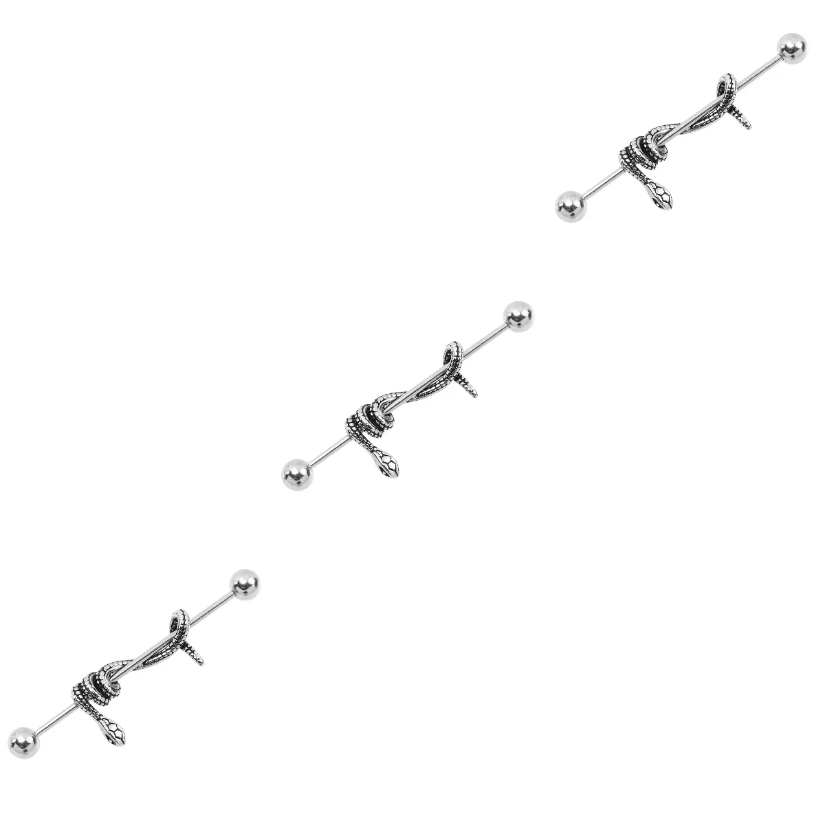 

Barbell Earring Ear Stud Snake Cartilagepunk Men Wrapped Tree Earrings Industrial Studs Bodycostume Stainless Steel Tragus