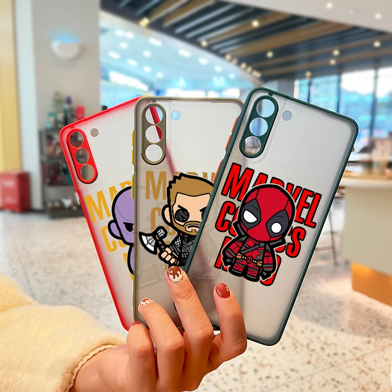 

Marvel Avengers Hero For Samsung Galaxy S22 S21 Ultra S20 FE Lite S10 S9 S8 Plus 5G Frosted Translucent Phone Case Cover Coque