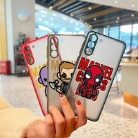 marvel avengers hero for samsung galaxy s22 s21 ultra s20 fe lite s10 s9 s8 plus 5g frosted translucent phone case cover coque