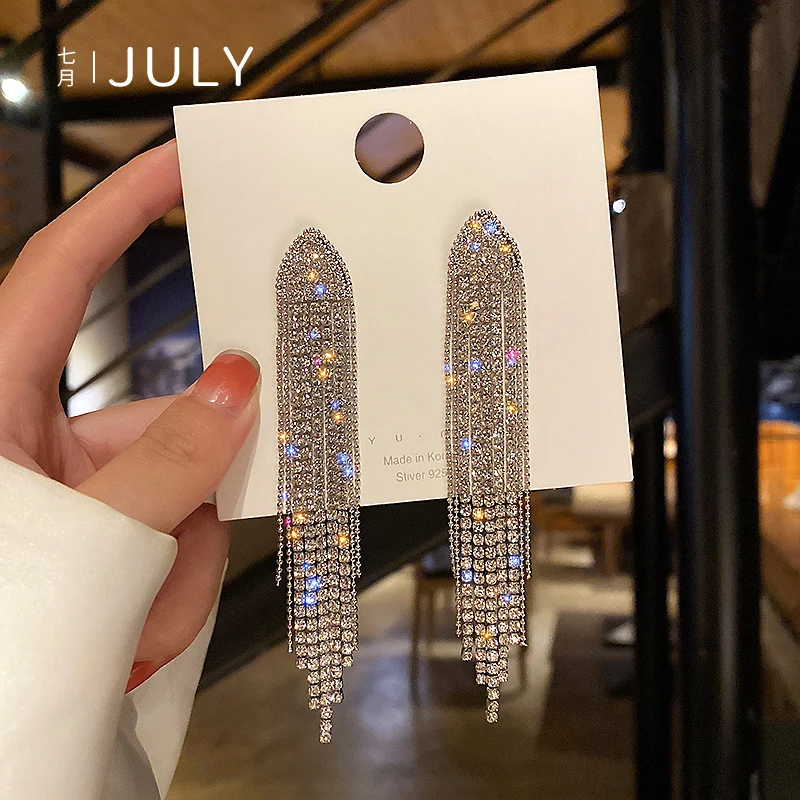 

Exaggerated Long Earrings 2022 New Fashion Full Diamond Fringe Earrings Temperament High Sense Of Atmosphere Gown Pendant Woman