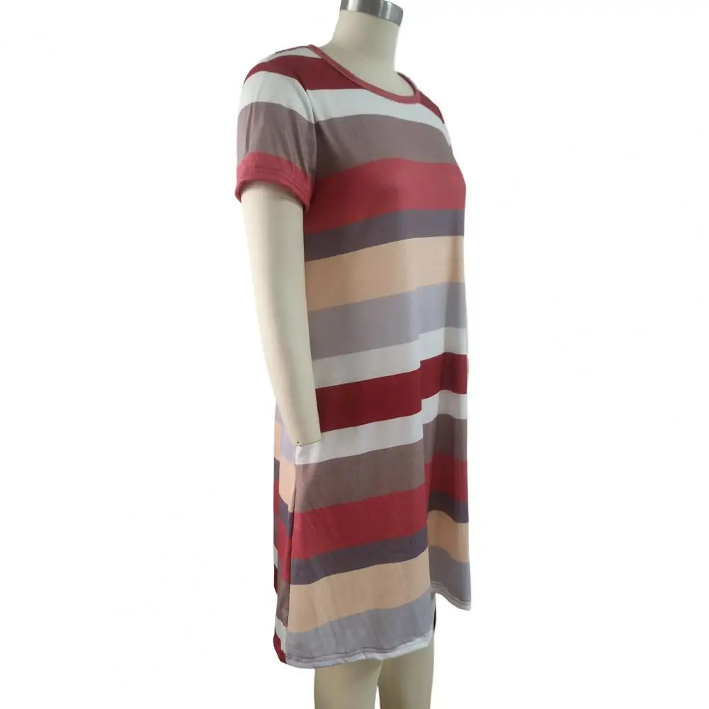 

Popular Midi Dress Elastic Knee Length Summer Dress Summer Basic Casual Midi Dress