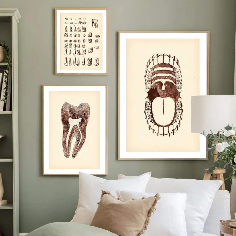 Скандинавские плакаты и печать зубов медицина Скелет абстрактная настенная
