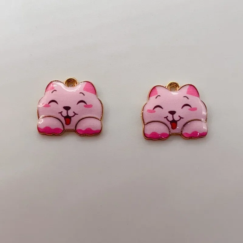 10 шт. 16x18 мм Модный золотой цвет металлический сплав кавайная эмалированная кошка