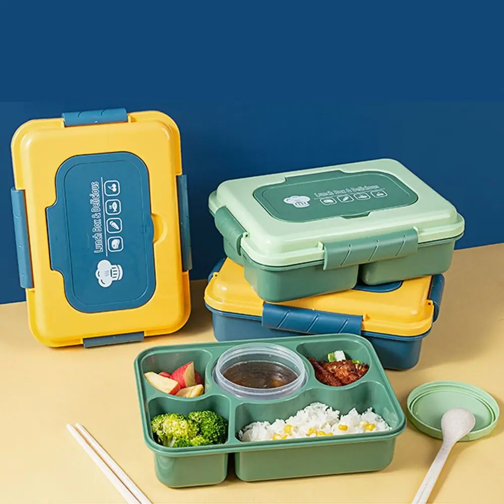

Sealed Waterwash High capacity Five Grids Lunch Box with Soup Bowl Tableware Bento Box for Students Office Workers
