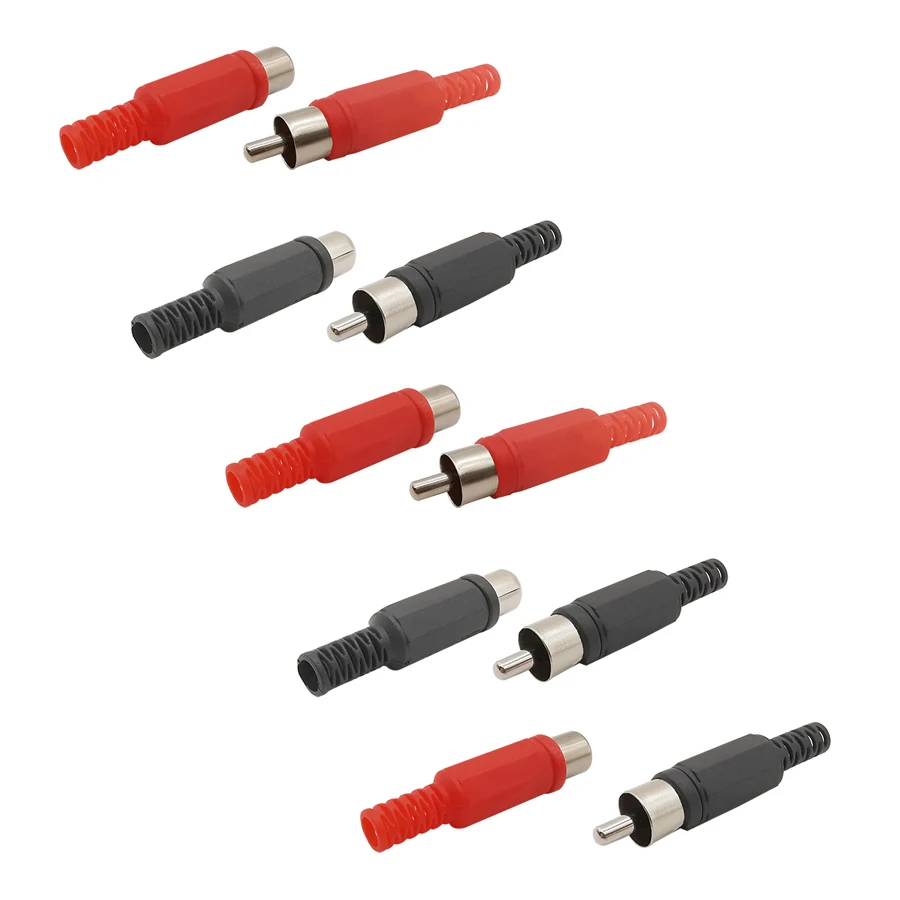 

10Pcs/lot Black Red Video Adapter Solder RCA Male Female Plug Audio Connector