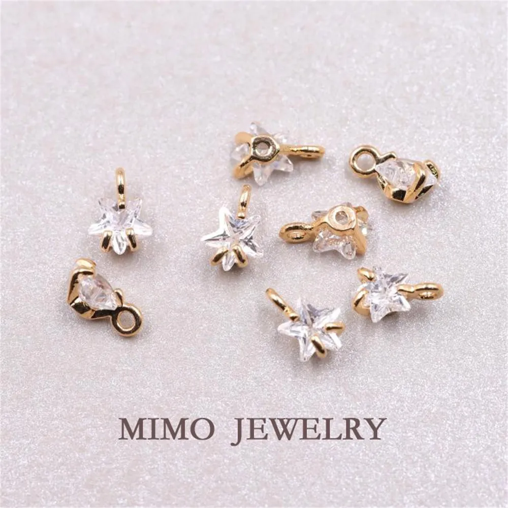 

copper plated genuine gold mini single star zircon metal pendant DIY accessories