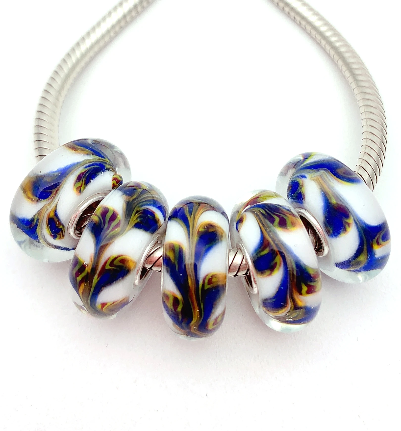 

YG781 5X 100% Authenticity S925 Sterling Silver Beads Murano Glassbeads NEW Fit European Charms Bracelet Diy Jewelry Lampwork