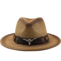 7cm wide brim men straw cowboy hat fedora panama hat wide brim jazz hats for women sun beach sun hat sun protection sombreros