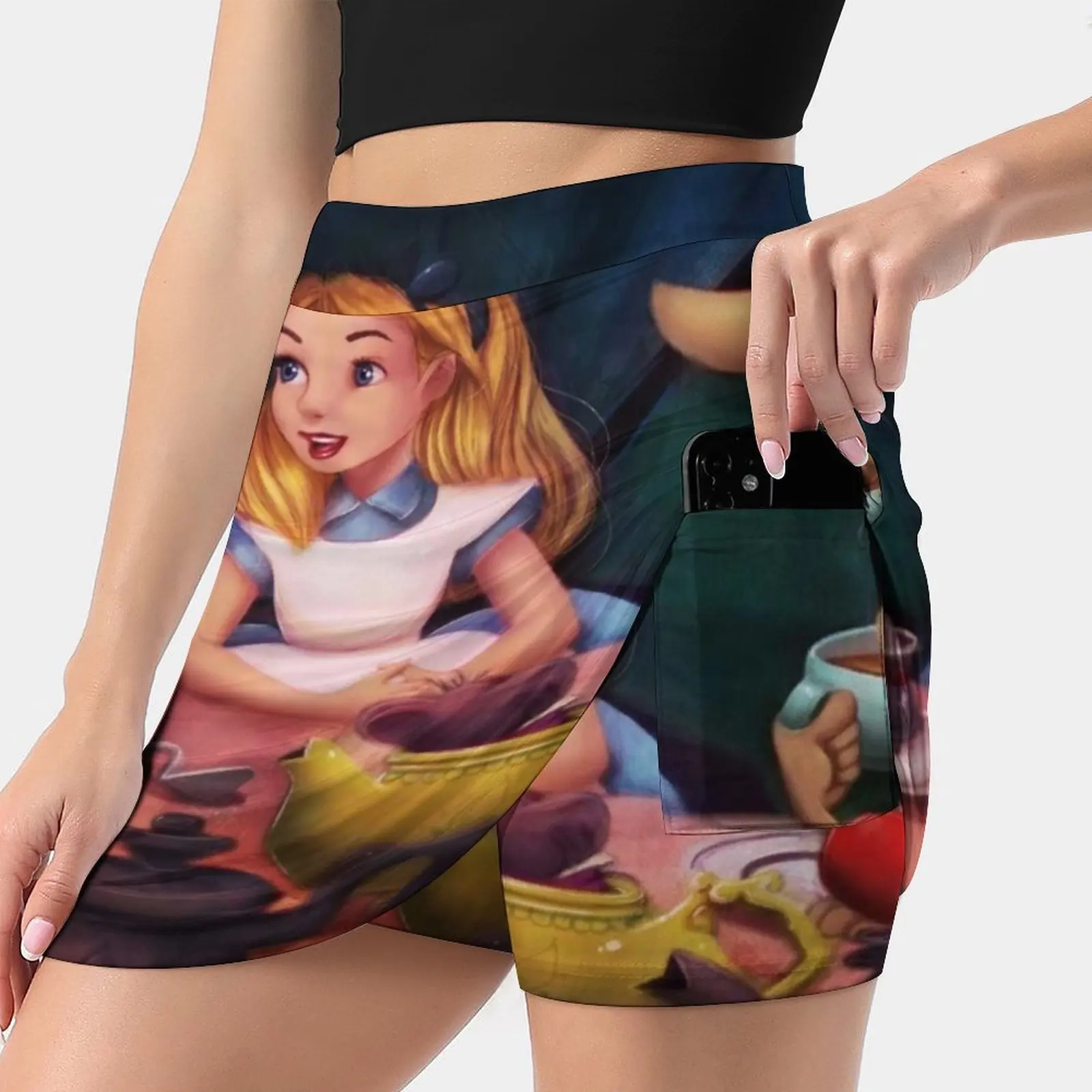 

Женская мини-юбка Alice In, модная офисная короткая юбка из коллекции 2022 с героями сказочного чая и надписью «Mad Hare»