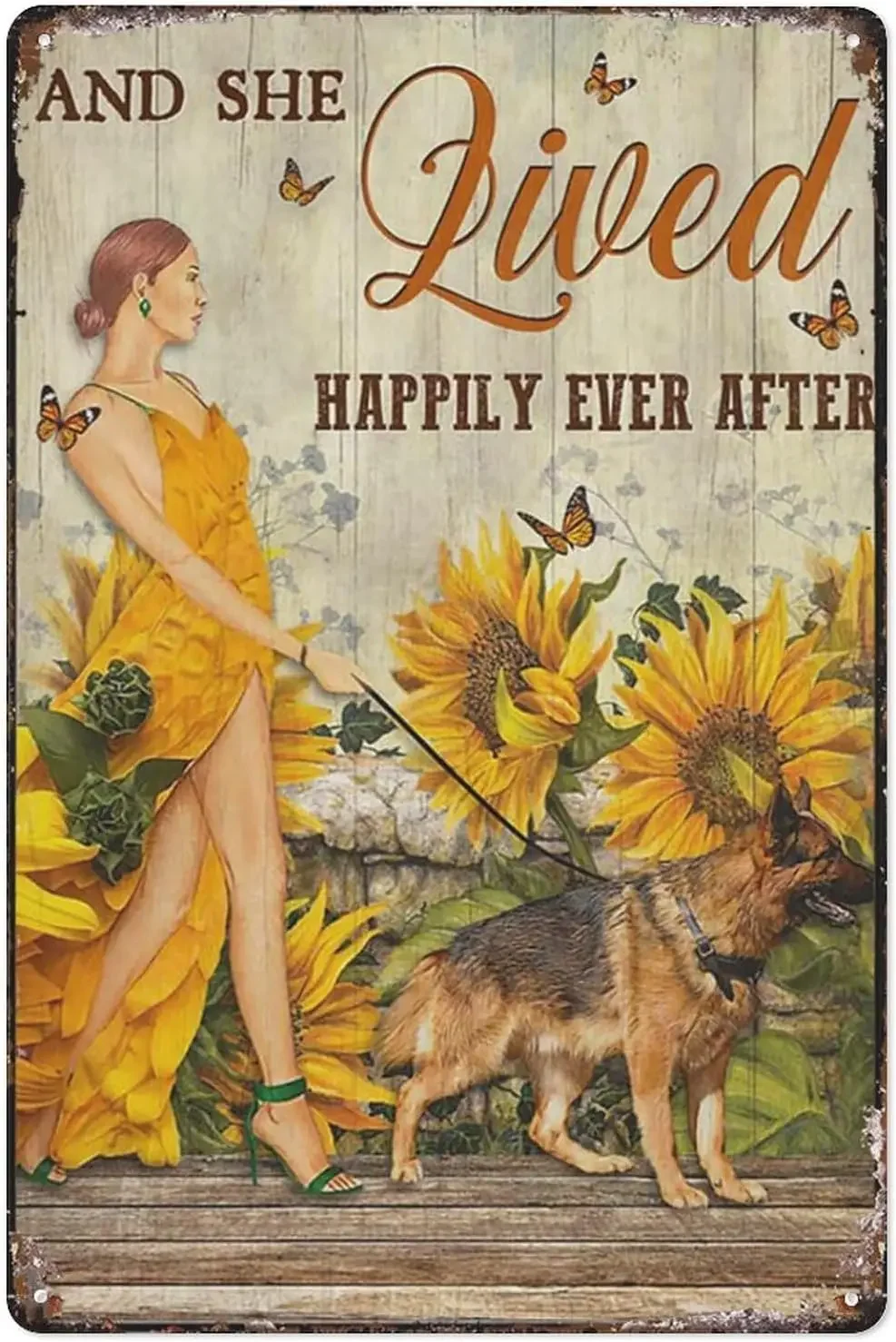 Металлический жестяной знак Boston Terrier-и она жила счастливо и для любителей собак