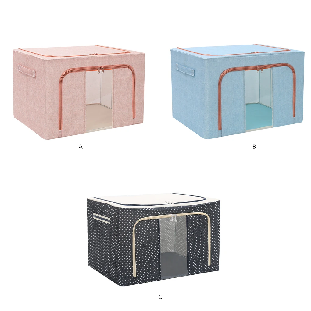 

Oxford Storage Box Moisture-proof Fodable Basket Transparent Toy Organizer Dormitory Wardrobe Student Home Closet Sweater