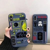 star wars black sketch personality label phone case for iphone 13 12 mini 11 pro xs max x xr 7 8 6 plus candy color blue soft
