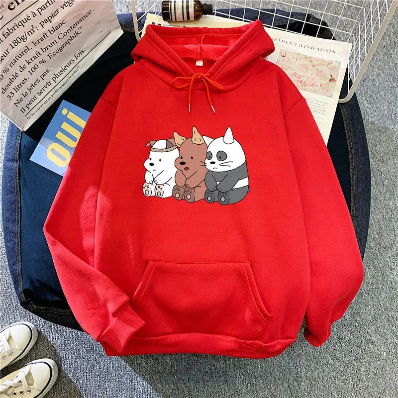 

Winter 2022 New Cubs Print Hoodie Pure Cotton Long Sleeve Top Loose And Velvet Street Casual Round Neck Hoodie Women's Trend 3XL