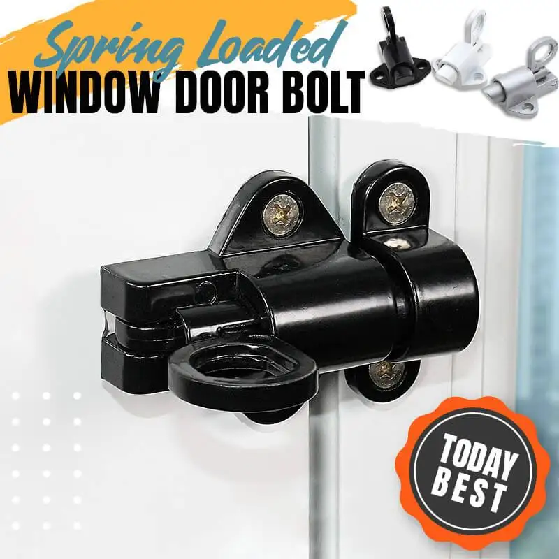 

Spring Loaded Window Door Bolt Gate Security Pull Ring Spring Bounce Door Bolt Automatic Latch Bolt Gate Lock Hook Self-Closing