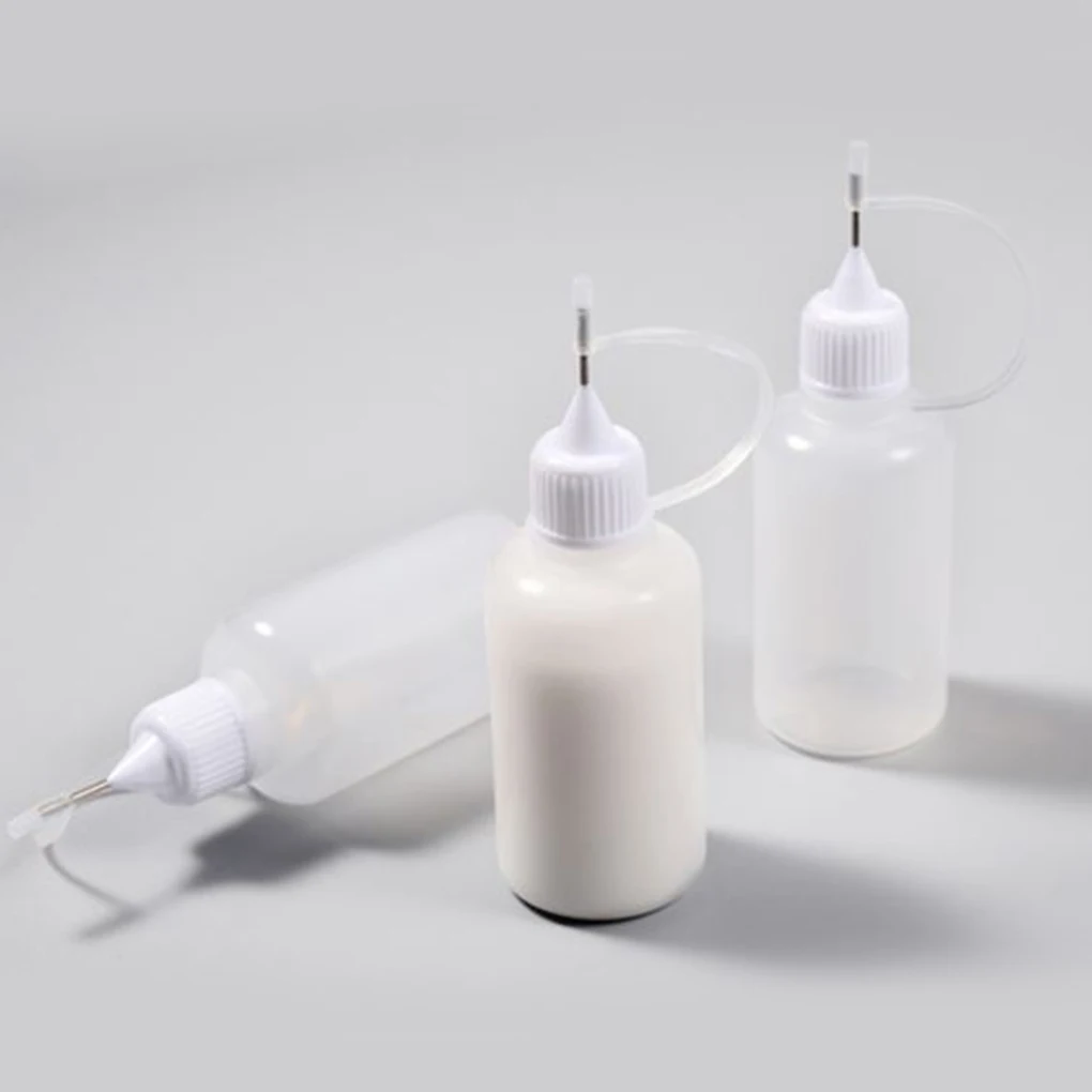 

5pcs 30ML Reuse White Plastic Bottle Squeeze Glue Applicator Paper Quilling Needle Tip Cap Silicone Loop Scrapbooking Craft Tool