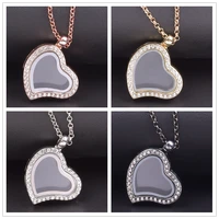 glass heart locket necklace for women men floating vintage accessories chain neck necklaces collares mujer valentines day gift
