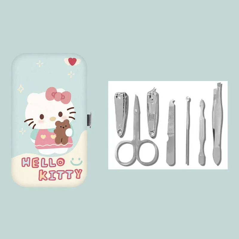 

Sanrio Hellokittys Kuromi Pochacco My Melody 7Pcs Nail Clippers Set Professional Practical Kit Finger Toe Personal Care Tool
