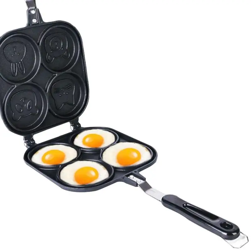 

Сковорода с 4 чашками, двусторонняя сковорода с 4 чашками и крышкой, антипригарная сковорода для жарки яиц, устройство для приготовления завтрака, сковорода для гриля, мини-Сковорода для выпечки
