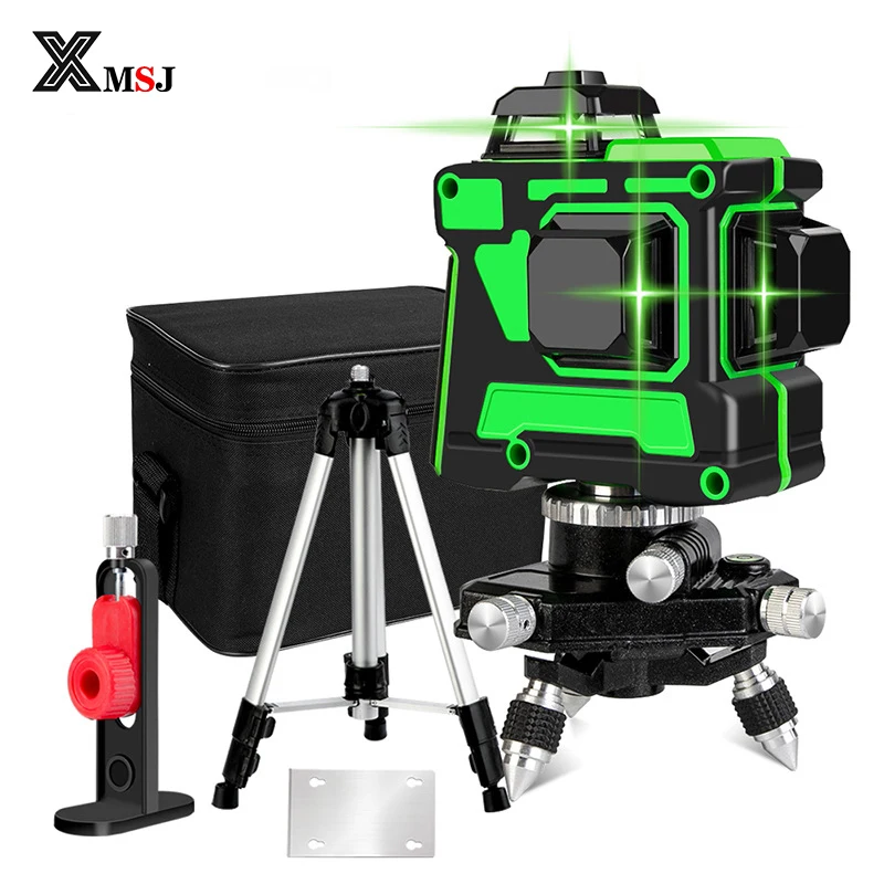 

XMSJ 12 Lines Laser Level 3D Horizontal ＆ Vertical Green Line Laser Level Self-Leveling Super Powerful Green Beam Level Indoor