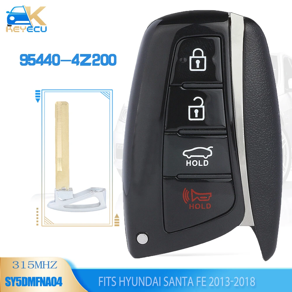 

KEYECU 95440-4Z200 Smart Remote Key 4 Button 315MHz Fob for Hyundai Santa Fe 2013 2014 2015 2016 2017 2018, SY5DMFNA04
