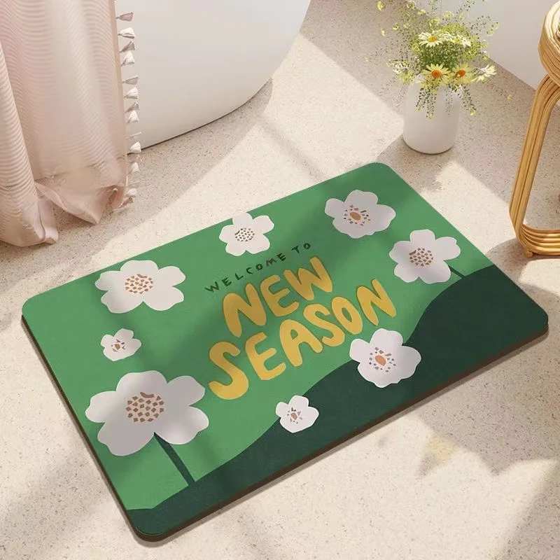 

Diatom Mud Super Absorbent Non slip Bathroom Mat Flower Style Floor Mat Quick Drying Living Room Prayer Pad Entrance Door Carpet