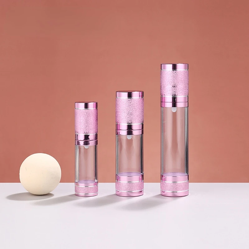 

5pcs 15ml/30ml/50ml Wholesale Empty Protable Alumina Rolling Sand Pink Press for Lotion AS Vacuum Travel Refillable Bottles