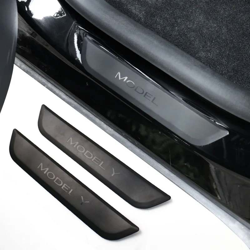 

Накладка на порог задней двери Tesla Model 3 Y, декоративная накладка, АБС-пластик, наклейки на педали приветствия, защитная полоса, автомобильные аксессуары 2017-2023