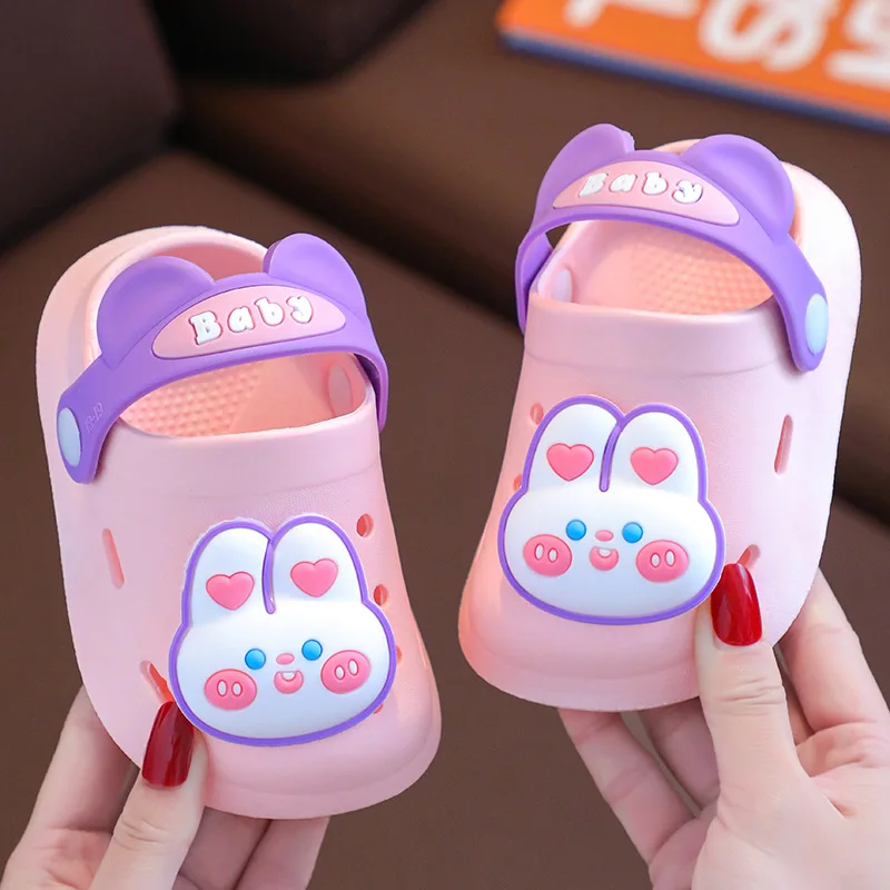 Summer Children's Slippers Baby Hole Shoes Bag Toe Cute Cartoon Indoor Bath Baby Non-slip Soft Soled Sandals