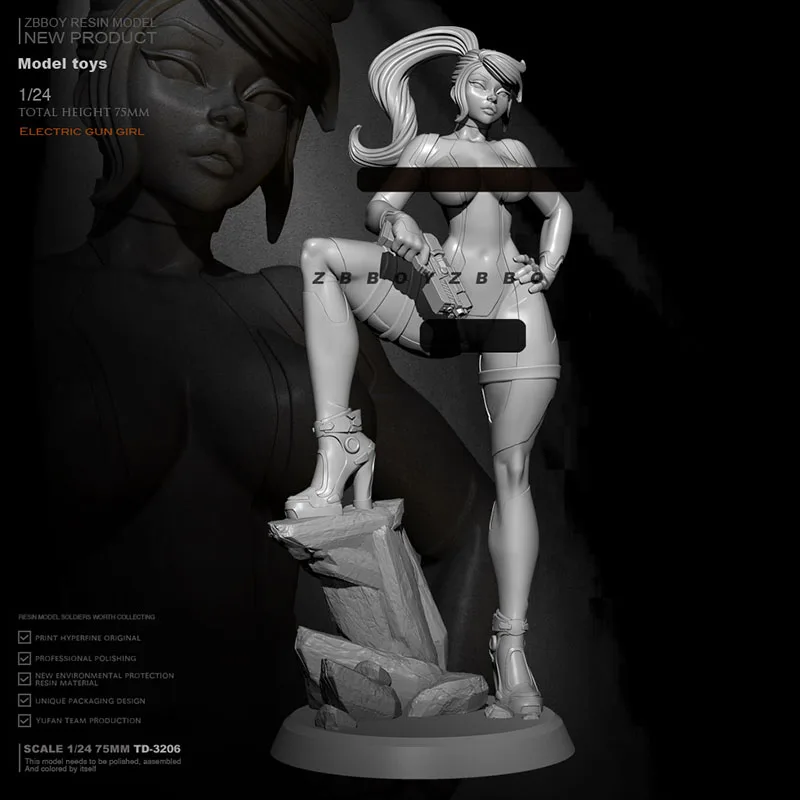 

1/24 Lightning Gun Girl Resin Figure Toy Female Soldier TD-3207