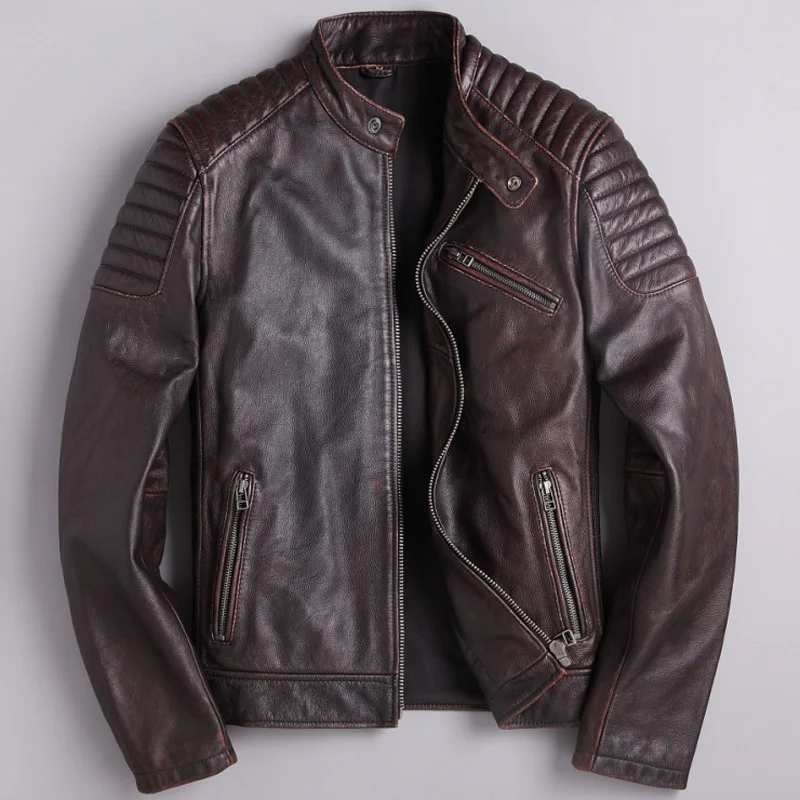 

Big and Tall Men Cow Leather Jackets XXXL Short Real Leather Coats Flight Mens Jackets Overcoats Spring Leather Coats Streetwear