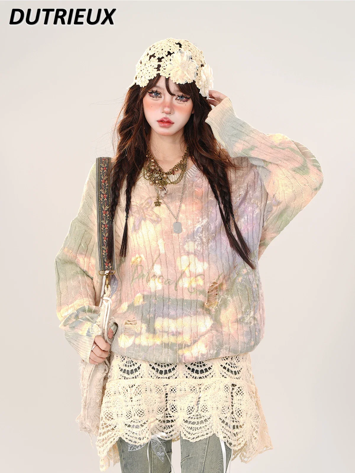 Модный милый пуловер свитер осень-зима свободный тонкий вязаный топ для женщин