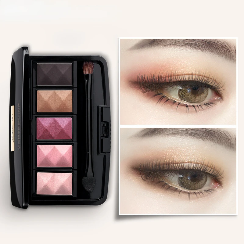 1pcs Five-color Eyeshadow Palette The Powder Is Fine and Does Not Take Off Makeup Pearlescent Matte Glitter Eyeshadow Palette
