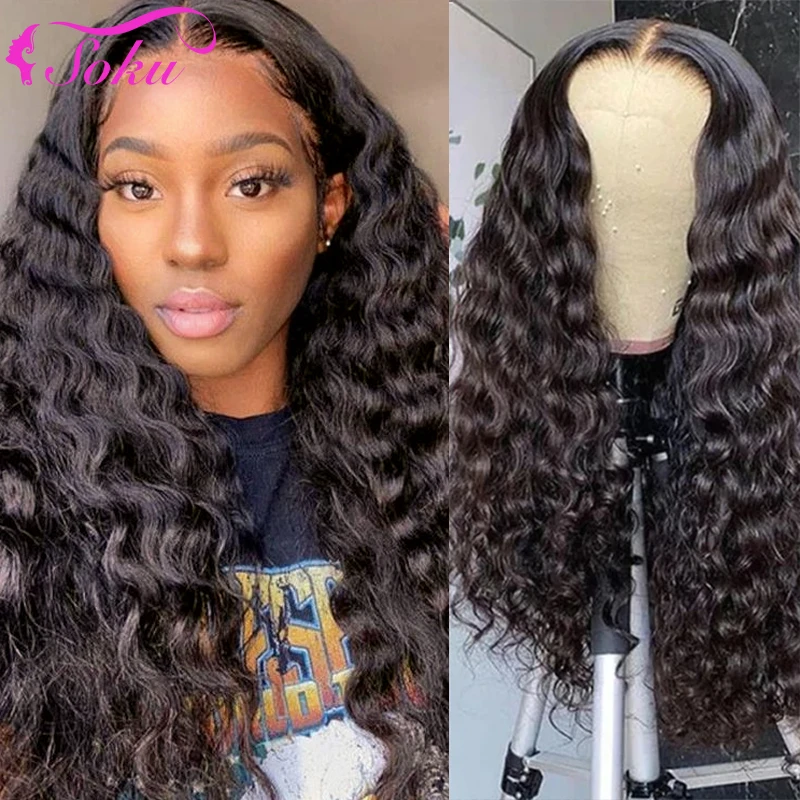 Straight Body Curly Natural Color 13x4 Lace Front Human Hair Wigs SOKU Brazilian Remy Hair Prelucked Hairline For Black Women