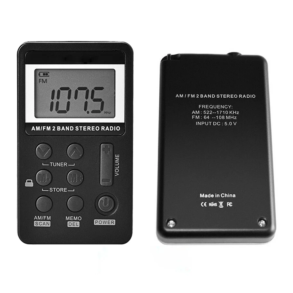 

AM 2 Band Stereo Radio Portable Mini Radio AM Transistor Radio (Black)
