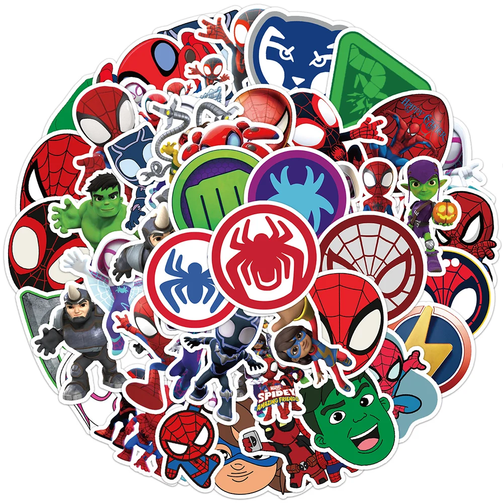 

10/30/50pcs Disney Marvel Anime Spider Man and His Amazing Friends Stickers Skateboard Laptop Car Cool Waterproof Sticker Toy