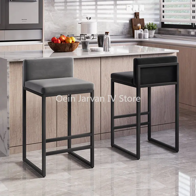 

Minimalist Metal Bar Chairs High Stools Backrest Modern Relaxing Bar Chairs Creative Reception Cadeiras Balcony Furniture WZ50DC