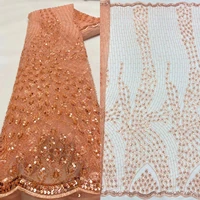 top sale beaded french net for party dress african sequins net lace fabric