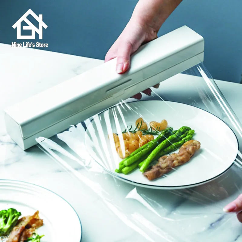 

Multifunction Film Storage Rack Cutter Magnetic Cling Wrap Dispenser Preservative Film Box Foil Dispenser Cling Film Cutter