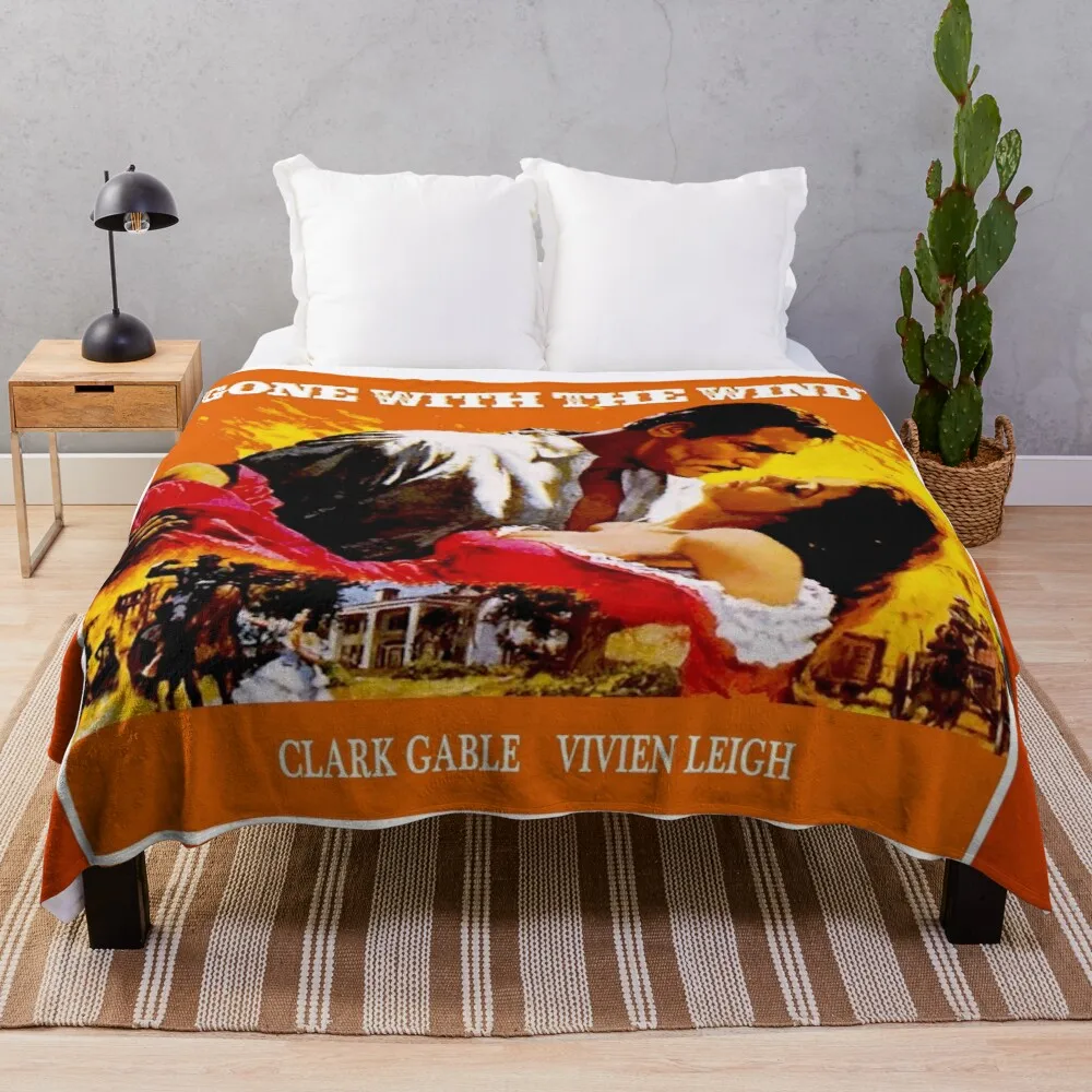 

GONE WITH THE WIND : Vintage Civil War Movie Advertising Print Throw Blanket Velvet