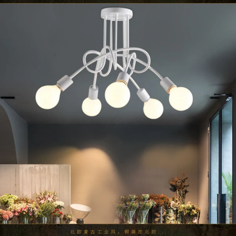 

Loft black Northern Europe kitchen Modern chandelier led e27 iron decoration lamp Fixtures for Living Room home Bedroom cafe