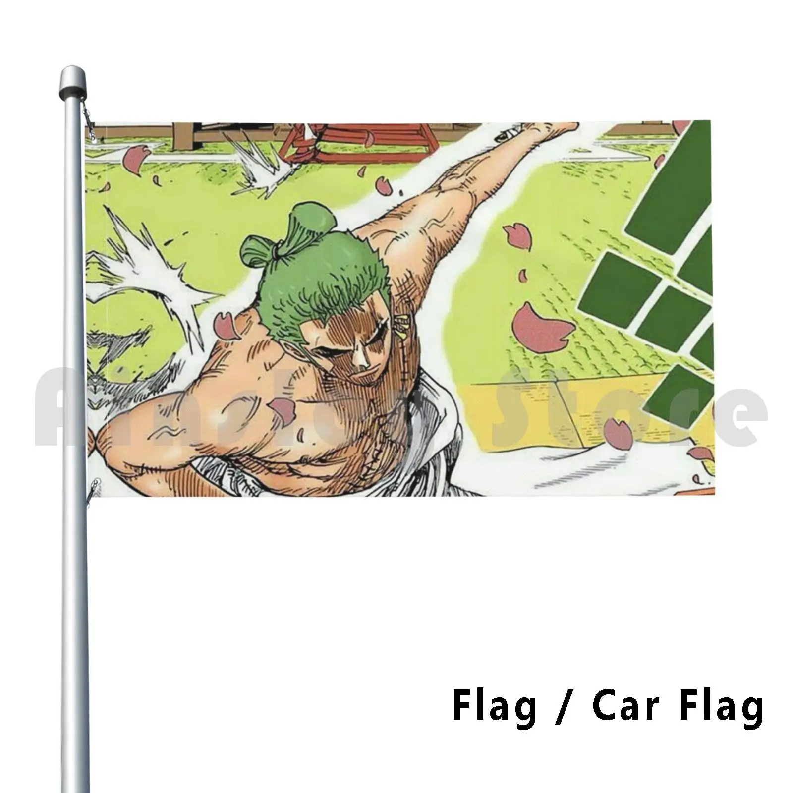 Zoro Wano Kuni Outdoor Decor Flag Car Flag Zoro Wano Sword Katana Roronoa Manga Anime Kuni Luffy