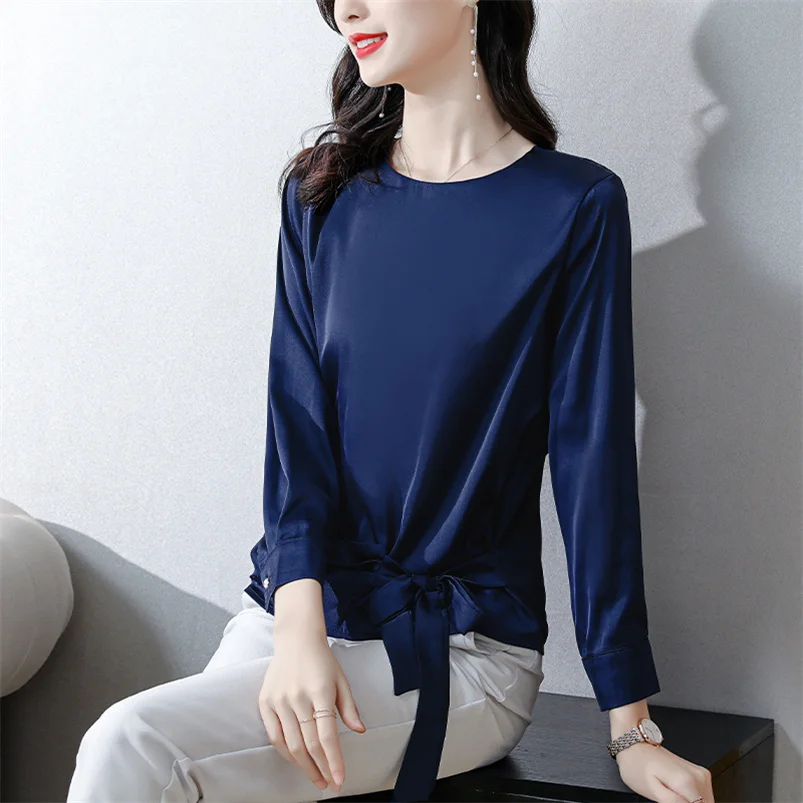 

Stylish Leisure Women T Shirts Casual Satin Fashion New Design Clothing Minimalist Ins Comfortable Chic Blouses 10 Colors