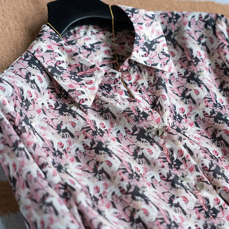 FANIECES 3XL blusas классические рубашки с принтом для женщин весна-осень однобортный