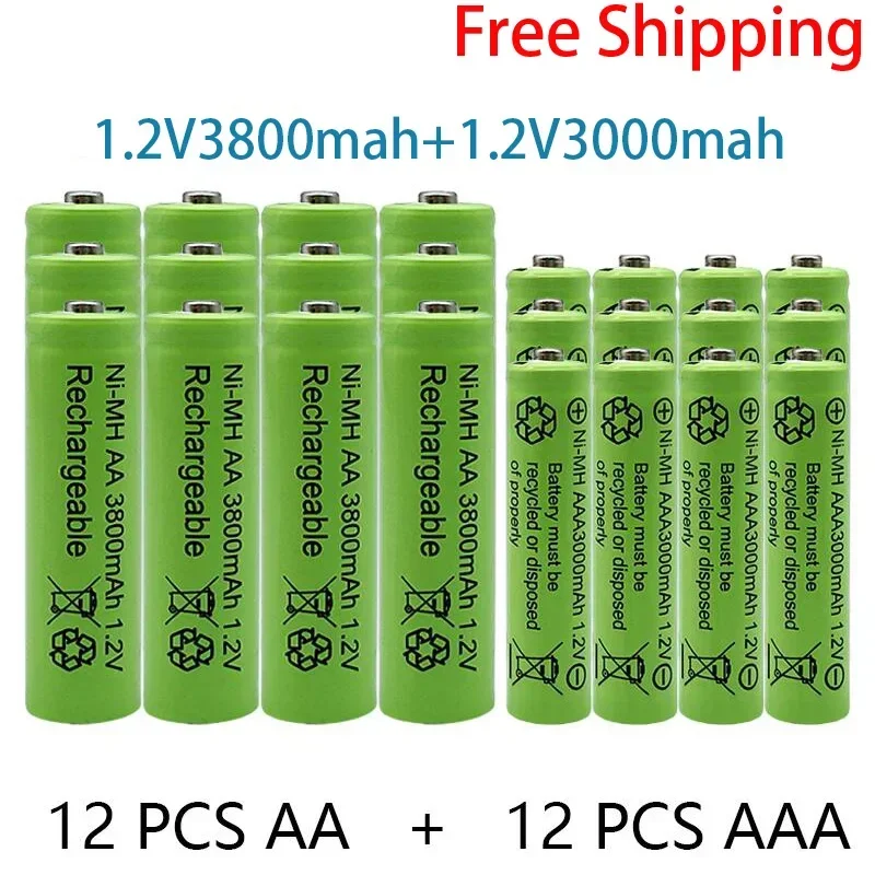 

Rechargeable battery 1.2V AA 3800mAh NI-MH+AAA battery 3000mAh Rechargeable battery NI-MH 1.2V AAA battery free shipping